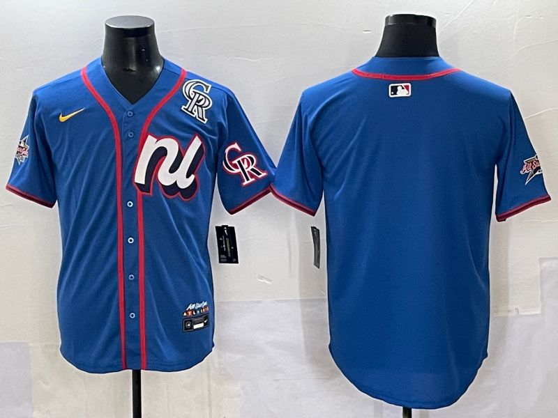 Men 2025 Colorado Rockies Blank Blue All star Nike MLB Jersey style 01